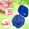 2 Pcs Denture Bath Box Cup - with Denture Cleaning Brush, Portable False Teeth Cleaning Tool, Complete Clean Care for Dentures (Black+Dark Blue, Medium-2B) view 4