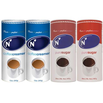 N'J Coffee Essentials Variety Pack Pure Cane Sugar & Non-Dairy Creamer (Pack of 4)