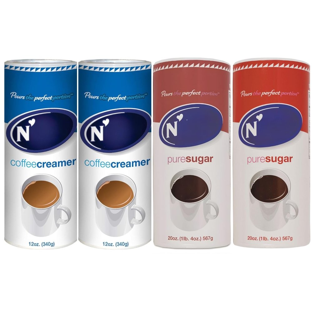 N'J Coffee Essentials Variety Pack Pure Cane Sugar & Non-Dairy Creamer (Pack of 4)