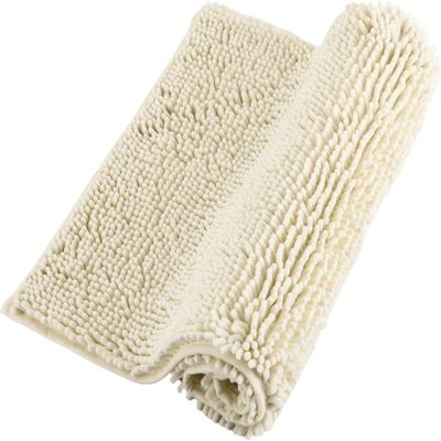 MOLLIFII Chenille Bathroom Rugs Non Slip Bath Mat Quick Dry Washable Rug Super Absorbent Shower Mat Bathroom Accessories (Cream, 20" x 32"), Mfr: 20X32_Cream-A