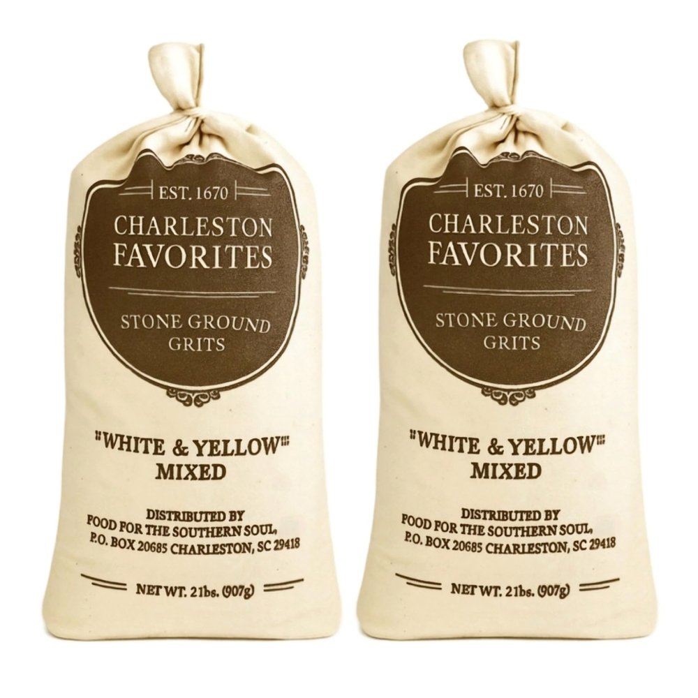 Charleston Favorites Stone Ground Grits 2 Pack Mixed Authentic Southern Grits, Non-GMO Corn, Handcrafted (Mixed)