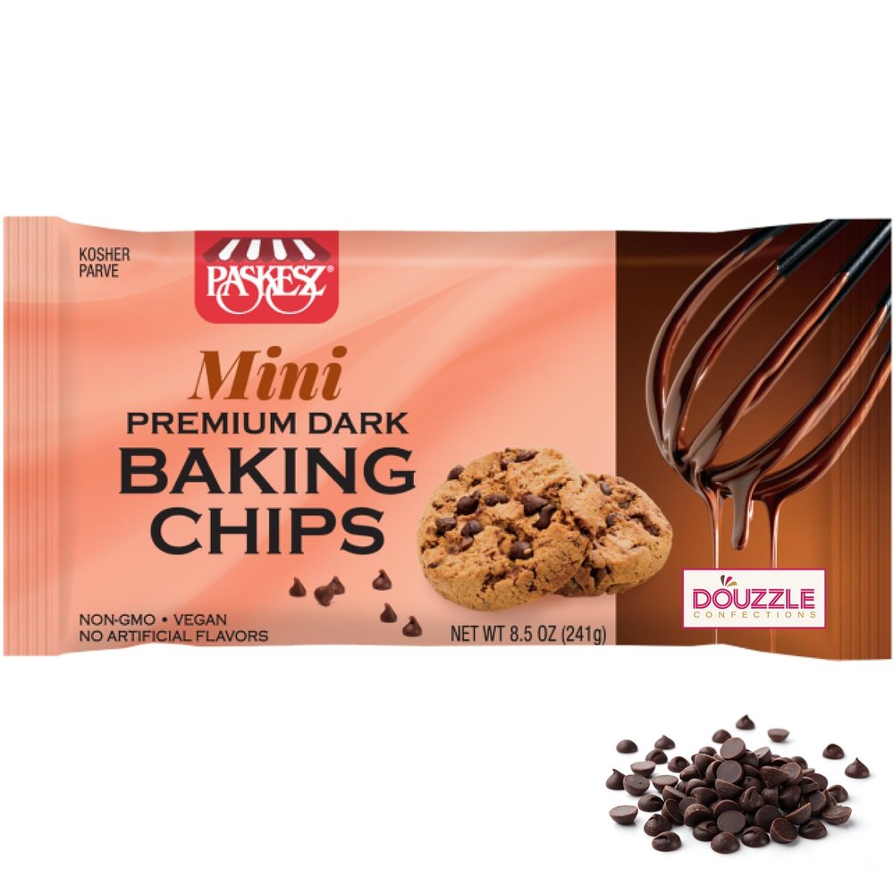 DOUzzle Mini Premium Chocolate Flavored Baking Chips, For Cookies, Cakes, Cupcakes (8.5 OZ, Pack of 1) NON-GMO, Vegan, No Artificial Flavors Kosher Parve