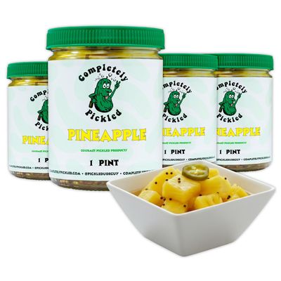 Gourmet Pickled Pineapple Spears, Sweet & Tart Flavor, No Sugar, Preservatives or Artificial Colors, Made with Apple Cider Vinegar & Hand-Blended Spices,16 oz Jar (4 Pack)