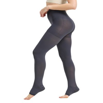 AMZAM Medical Compression Pantyhose for Women Men, 15-20 mmHg Graduated Compression Tights, Opaque Toeless Compression Stockings Waist High Support Tights for Edema, Varicose Veins, DVT, Grey S