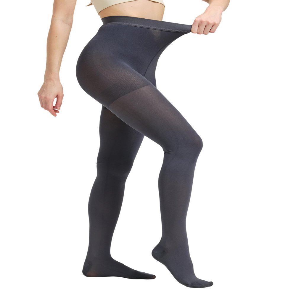 AMZAM Medical Compression Pantyhose for Women & Men, Closed Toe 15-20 mmHg Graduated Compression Stockings Waist High Support Leggings, Support Hose for Varicose Veins, Post Surgery, Grey S
