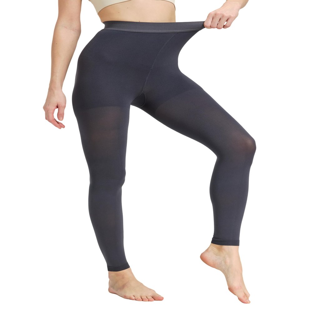 AMZAM Medical Compression Pantyhose for Women & Men, 15-20 mmHg Graduated Compression Leggings, Opaque Footless Waist High Compression Stockings for Edema, Varicose Veins, Post Surgery,Grey XL