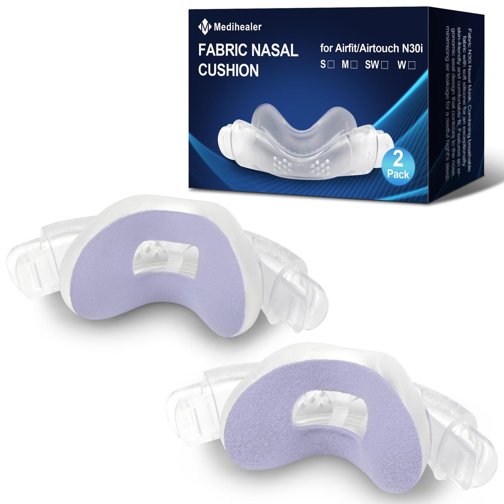 2 PCS N30i Nasal Cushion for AirTouch N30i (M),1 pc Soft Fabric Nasal Cushion& 1 pc Velvet-Lined CPAP Nasal Cushion for AirTouch N30i,Soft Fabric for All Seasons, Velvet-Lined for Fall/Winter(Purple)