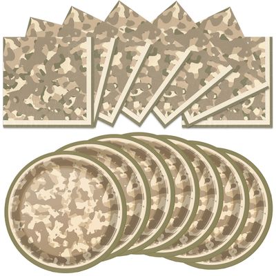 SIGALON 40pcs Army Party dessert plate, Napkins,for Fun Army Birthday Party Supplies,Disposable Military Birthday Decorations (multicolor19)