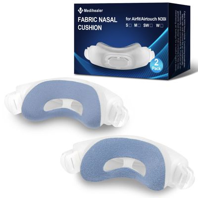 2 PCS N30i Nasal Cushion for AirTouch N30i (W),1 pc Soft Fabric Nasal Cushion& 1 pc Velvet-Lined CPAP Nasal Cushion for AirTouch N30i,Soft Fabric for All Seasons, Velvet-Lined for Fall/Winter(Blue)