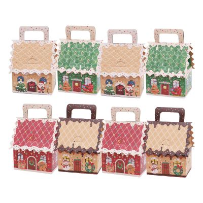 Christmas Cookie Boxes 8 Pieces Seasonal Treat Box with Handle