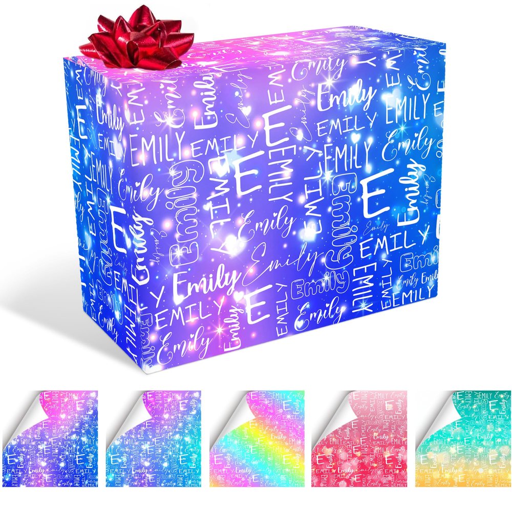 PerStudio Personalized Christmas Wrapping Paper with Name Custom Wrapping Paper for Boy Girl Customized Birthday Gift Wrap Paper Rolls for Men Women 58"x 23"