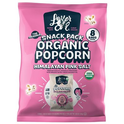 Lesser Organic Evil Himalayan Pink Salt Organic Popcorn, Premium Quality, Minimally Processed, No Vegetable Oil, 0.65 Oz, Pack of 8