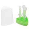 IWOWHERO Oral Cleaner Kit Soft Silicone Toothbrush for Newborns Tongue Scraper and Transparent Stand Gentle Gum and Teeth Care Tool Complete Oral Hygiene view 1