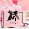 YoungTree 21st Birthday Gift Bag with Tissue Papers and 1 Greeting Card Ribbon, 12.6" x 8.6" x 4.3" Pink Black 21 Year Old Birthday Gifts, Elegant Present Bags for 21st Birthday Decorations Supplies view 2