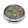 Lots of Cartoon Burger Fries This Small, Round, Three-Compartment Travel Pill Box is Perfect for Storing Daily medications, Vitamins, and on-The-go. view 2