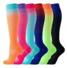 6 Pairs Knee High Graduated Compression Socks For Women and Men - Best Sports, Yoga, Travel & Flight Socks - Running & Fitness 15-20mmhg (New Six 0, S) view 1