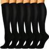 6 Pairs Knee High Graduated Compression Socks For Women and Men - Best Sports, Yoga, Travel & Flight Socks - Running & Fitness 15-20mmhg (Black, S) view 1
