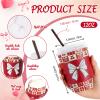 Lallisa 50 Set Red Bow Disposable Coffee Cups with Lids, Straws and Sleeves 12 oz Paper Cherry Bow Coffee Cups for Party Hot Cold Drinks Wedding Bachelorette Birthday Supplies view 2