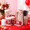 Lallisa 50 Set Red Bow Disposable Coffee Cups with Lids, Straws and Sleeves 12 oz Paper Cherry Bow Coffee Cups for Party Hot Cold Drinks Wedding Bachelorette Birthday Supplies view 3