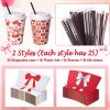 Lallisa 50 Set Red Bow Disposable Coffee Cups with Lids, Straws and Sleeves 12 oz Paper Cherry Bow Coffee Cups for Party Hot Cold Drinks Wedding Bachelorette Birthday Supplies view 4