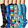 6 Pairs Knee High Graduated Compression Socks For Women and Men - Best Sports, Yoga, Travel & Flight Socks - Running & Fitness 15-20mmhg (New Six 15, L) view 1
