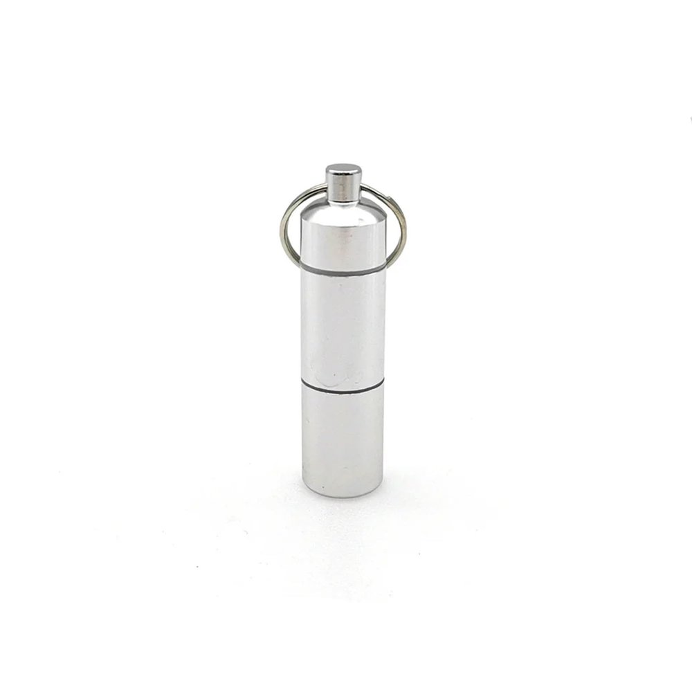 5pcs Keychain Pill Holder Capsule Shape Aluminum Pill Case Delicate Seal Medicine Organizer Box Keychain Pills Bottle Waterproof Container Medicine Box(2 grids)