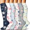 6 Pairs Knee High Graduated Compression Socks For Women and Men - Best Sports, Yoga, Travel & Flight Socks - Running & Fitness 15-20mmhg (New Six 11, L) view 1