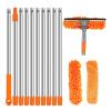 100-420CM Extended Window Cleaning Kit 2 In 1 Double Sided Glass Squeegee Cleaner Duster Mop 180 Swivel Tools(Orange) view 1