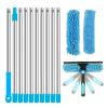 100-420CM Extended Window Cleaning Kit 2 In 1 Double Sided Glass Squeegee Cleaner Duster Mop 180 Swivel Tools(Orange) view 2