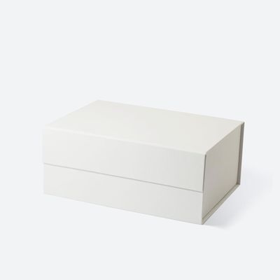 Geoto 9.25"X6.7"X3.93" A5 Deep Size Magnetic Closure Collapsible White Black Magnet Gift Packaging Boxes 1 Pack(Off White)