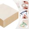 100 Pcs Microfiber Jewelry Pouch 8x8cm Luxury Small Jewelry Gift Bag with Cleaning Cloth Small Jewelrys Pouch for Bracelet Necklace Packaging, Envelope Style with Fixed Strap and Divider, Beige view 4