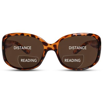 YUKANG Bifocal Reading Sunglasses Womens, Oversized Square Sun Readers Outdoor Reading Glasses UV400 Protection/Anti Glare Tortoise 1.0