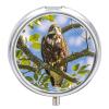 Pill Box 3 Compartment Metal Medicine Pill Organizer Owl Pill Case for Purse Or Pocket Cute Mini Portable Pill Holder Travel Pill Container to Hold Supplements, Vitamins, Fish Oil view 1