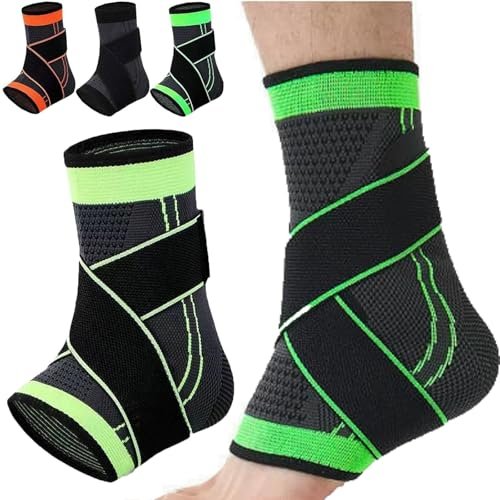 Recover Ankle Sleeve - Ankle Brace Foot & Heel Wrap, Adjustable Ankles Compression Sleeve, Ankle Brace for Women Men (Green,Medium)