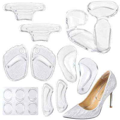 16 Pcs High Heel Comfort Pad Inserts, Silicone Shoe Cushion Insoles, Gel Heel Pads for Loose Shoes, Prevent Rubbing Blisters, Forefoot Pads, Heels Grips Liners Protectors, Ball of Foot Cushions