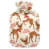 Merry Christmas Brown Elk hot-Water Bottle with Soft Cover, 2L hot Water Bag for Hand Feet Warmer, Neck and Shoulder Pain Relief, compresas calientes para el vientre view 1