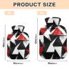 Red Black Irregular Triangle hot-Water Bottle with Soft Cover, 2L Warmer Bag for Hot and Cold Therapies, Sore Muscle, Bolsa de agua Caliente para el Dolor view 3