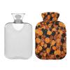 Orange Black Fake Glitter hot Water Bottle with Soft Cover, 2L hotwater Bag for Hot and Cold Therapies, Menstrual Cramps, compresas calientes para el vientre view 2