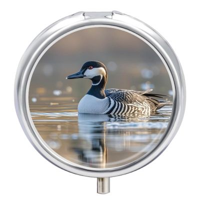 Pill Box 3 Compartment Metal Medicine Pill Organizer Wild Goose by The Bridge Pill Case for Purse Or Pocket Cute Mini Portable Pill Holder Travel Pill Container to Hold Supplements, Vitamins, Fish Oil