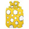 White Circular Spots on A Yellow Background Travel hot Water Bottle with Soft Cover, 2L Water Bag for Neck Shoulder Warmer, Period Cramps, Bolsa para clicos menstruales view 1