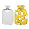 White Circular Spots on A Yellow Background Travel hot Water Bottle with Soft Cover, 2L Water Bag for Neck Shoulder Warmer, Period Cramps, Bolsa para clicos menstruales view 2