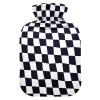 Black and White Twist Check Cute hot Water Bottle with Soft Cover, 2L hot Water Bags for Sore Muscle, Hot and Cold Therapies, bolsas para agua Caliente view 1