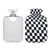 Black and White Twist Check Cute hot Water Bottle with Soft Cover, 2L hot Water Bags for Sore Muscle, Hot and Cold Therapies, bolsas para agua Caliente view 2