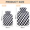 Black and White Twist Check Cute hot Water Bottle with Soft Cover, 2L hot Water Bags for Sore Muscle, Hot and Cold Therapies, bolsas para agua Caliente view 3