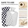 Black and White Twist Check Cute hot Water Bottle with Soft Cover, 2L hot Water Bags for Sore Muscle, Hot and Cold Therapies, bolsas para agua Caliente view 4