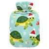 Merry Christmas Turtle Green hot Waterbottle with Soft Cover, 2L Water Bottle Bag for Tummy Warmer, Hot and Cold Therapies, Bolsa para clicos menstruales view 1