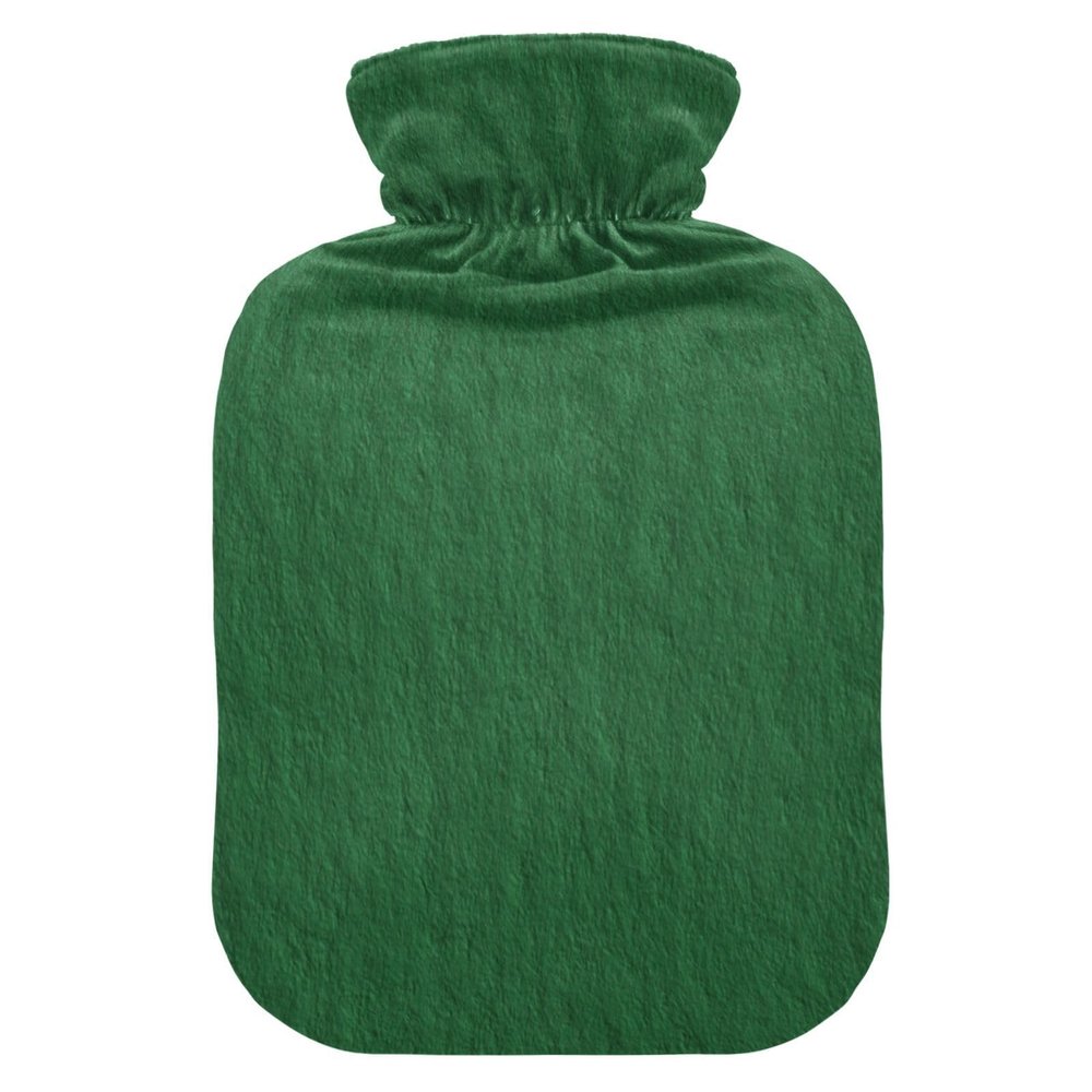 Green Solid Color hot Bottle Water Bag with Soft Cover, 2L Warm Compress for Hand Feet Warmer, Neck and Shoulder Pain Relief, Bolsa Caliente para Dolores Menstrual