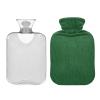 Green Solid Color hot Bottle Water Bag with Soft Cover, 2L Warm Compress for Hand Feet Warmer, Neck and Shoulder Pain Relief, Bolsa Caliente para Dolores Menstrual view 2