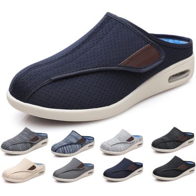 Diabetic Shoes, Adjustable Strap Walking Slippers, Wide Width Edema Footwear, Ideal for Diabetes, Swollen Feet, Plantar Fasciitis, and Foot Swelling Relief Blue