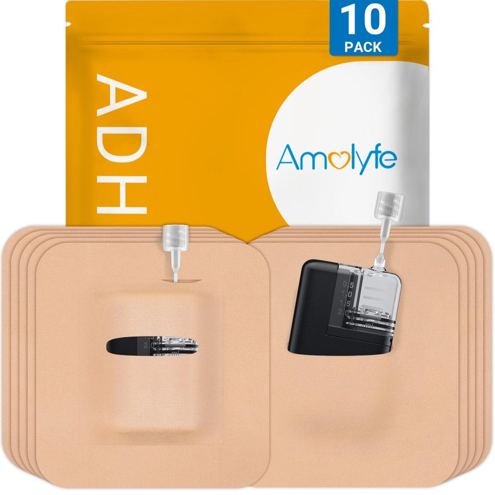10 Pack Tandem Mobi Adhesive Sleeve, Amolyfe Pocket Overpatches for Tandem Mobi Insulin Pump, Waterproof & Hypoallergenic On-Body Adhesive Holder Patch Cover, 10+ Days Long Wear, Tan